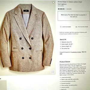 J. Crew Double-Breasted Blazer in Tan Herringbone